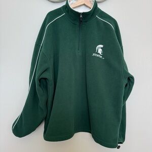 MICHIGAN STATE MSU Size 2X Men’s Green Fleece Long Sleeve Men’s Pull Over Top